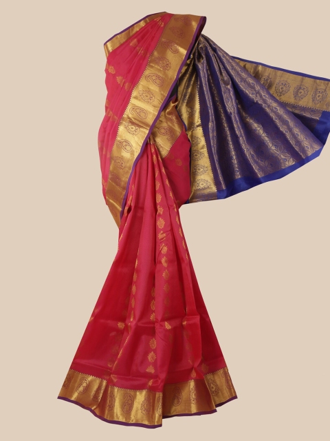 

Pothys Pink Woven Design Embroidered Pure Silk Saree