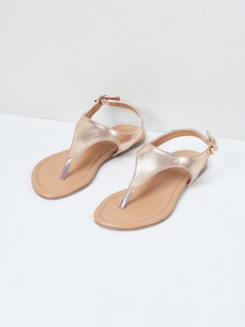 

max Girls Bronze Open Toe Flats