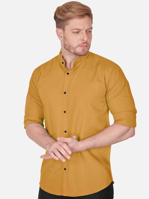 

VeBNoR Men Mustard Slim Fit Cotton Casual Shirt