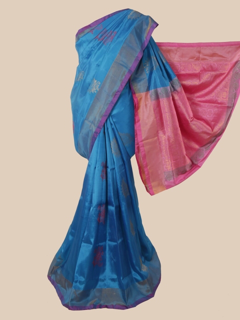

Pothys Blue & Pink Ethnic Motifs Zari Pure Silk Saree
