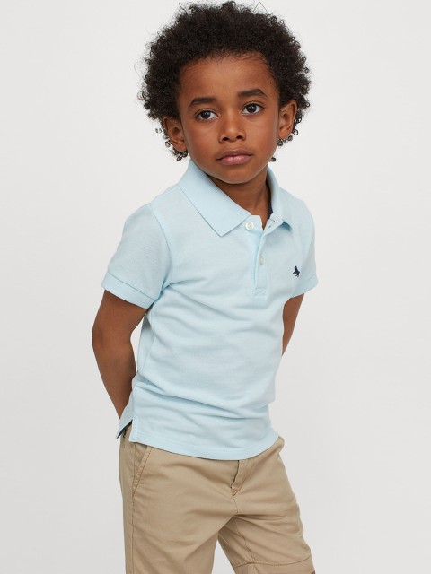 

H&M Boys Turquoise Blue & Beige Solid 2-Piece Set