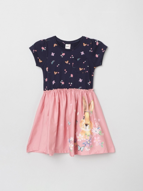 

max Navy Blue & Peach-Coloured Floral Dress