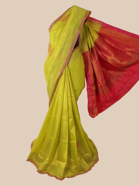 

Pothys Green & Maroon Ethnic Motifs Zari Pure Silk Saree
