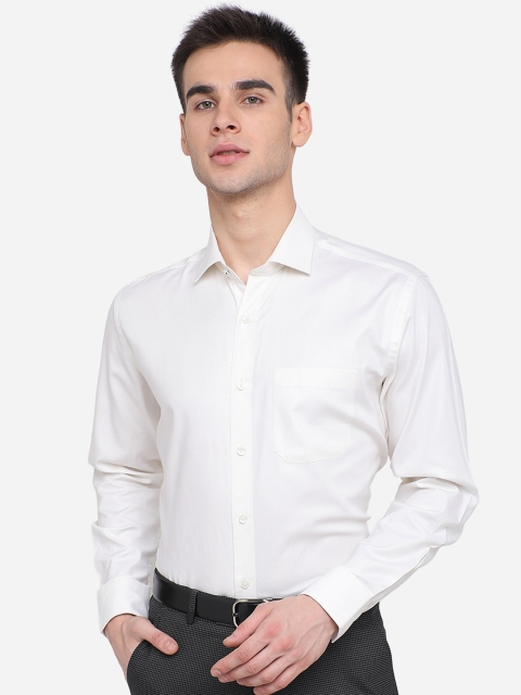 

JADE BLUE Men White Solid Cotton Formal Shirt