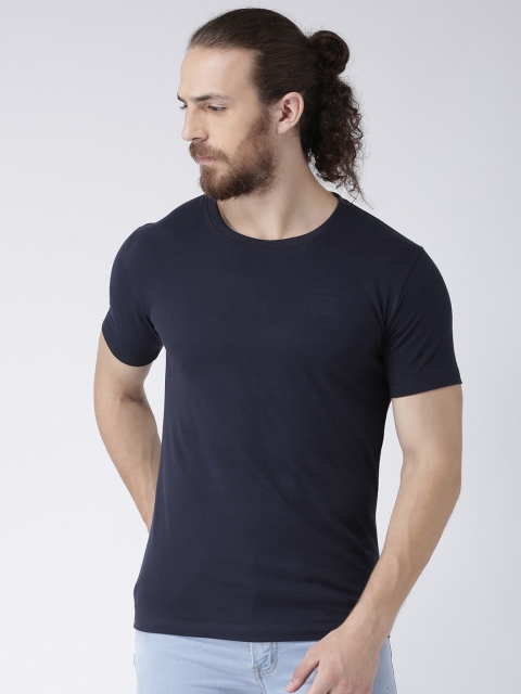 

GRIFFEL Men vy Blue Raw Edge T-shirt, Navy blue