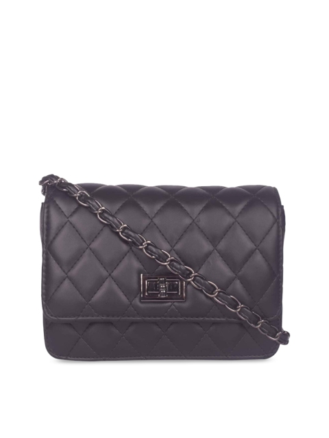

Bagkok Black PU Structured Sling Bag with Quilted
