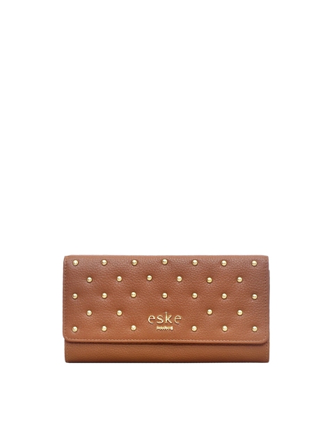 

Eske Women Brown & Gold-Toned Embellished Three Fold Wallet