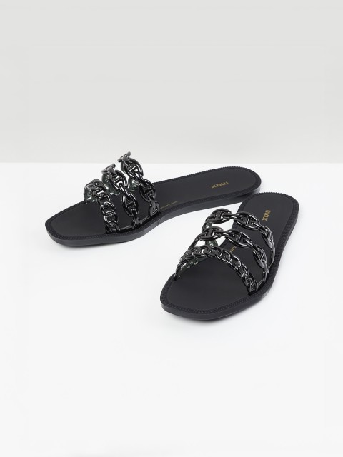 

max Women Black Open Toe Flats