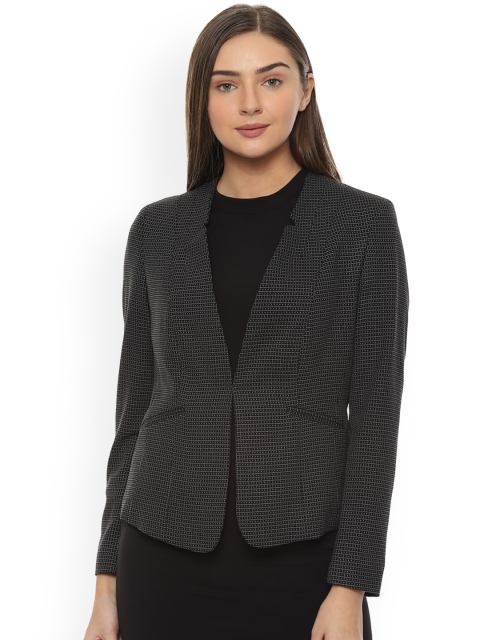 

Allen Solly Woman Black & White Checked Single-Breasted Formal Blazer