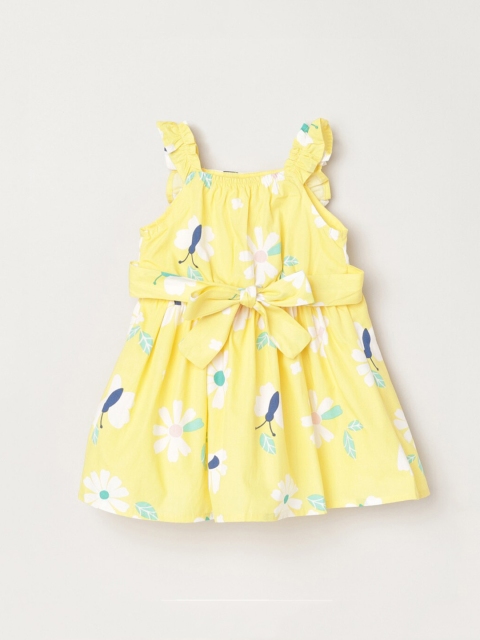

max Girls Yellow Floral Cotton A-Line Dress