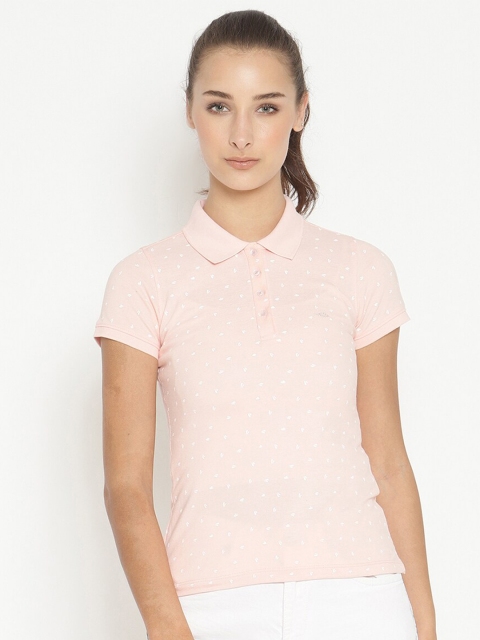 

METTLE Women Pink Printed Polo Collar T-shirt