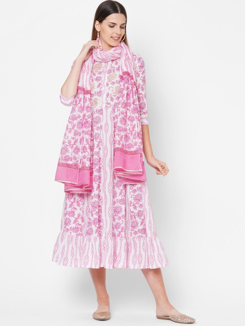 

FASHOR Pink Ethnic Motifs Maxi Dress