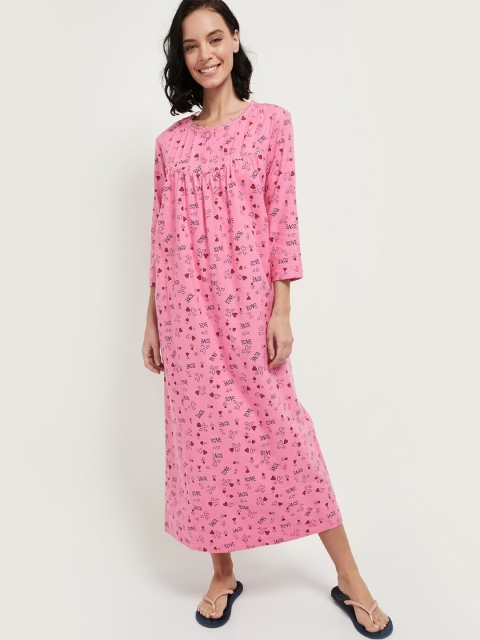 

max Pink & Red Printed Nightdress