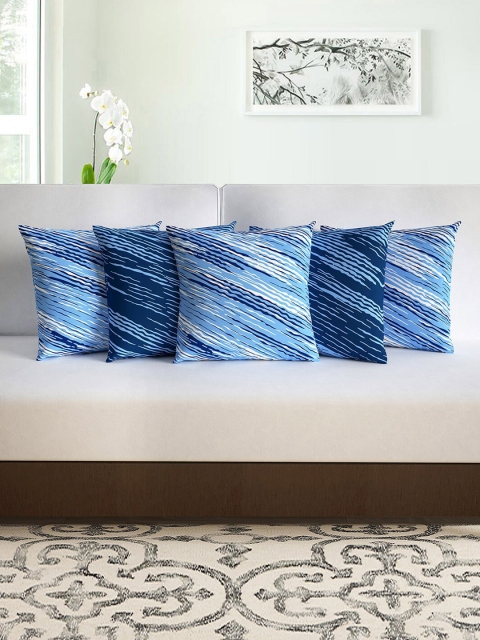 

Divine Casa Blue & White Set of 5 Abstract Square Cushion Covers