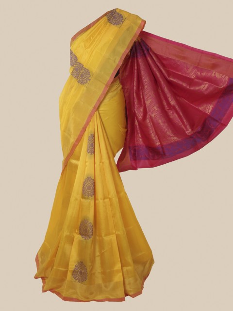 

Pothys Yellow Ethnic Motifs Pure Silk Saree