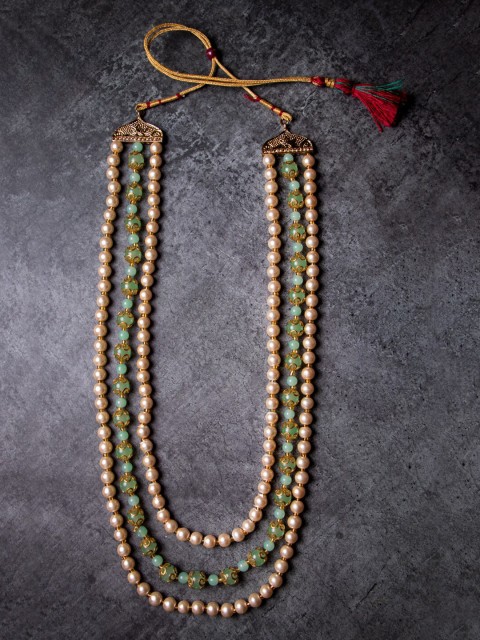 

MORKANTH JEWELLERY Men Gold-Toned & Cream-Coloured Alloy Gold-Plated Handcrafted Chain