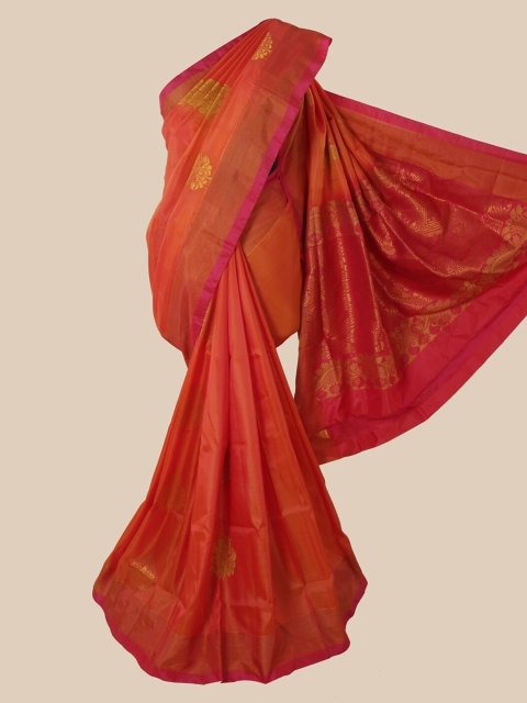 

Pothys Orange Ethnic Motifs Pure Silk Saree