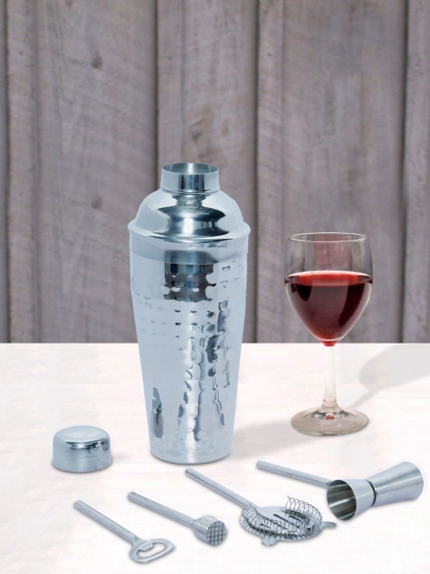 

nestroots Set Of 5 Silver-Toned Solid Bar Accessories