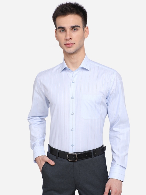 

JADE BLUE Men Blue Striped Cotton Formal Shirt