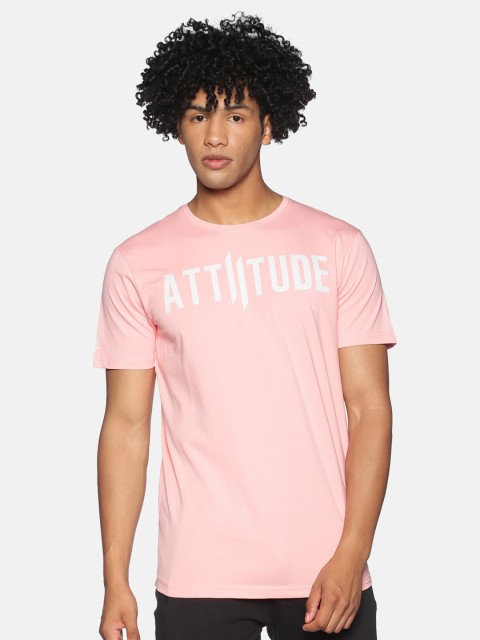 

ATTIITUDE Men Rose & White Brand Logo Printed Slim Fit T-shirt