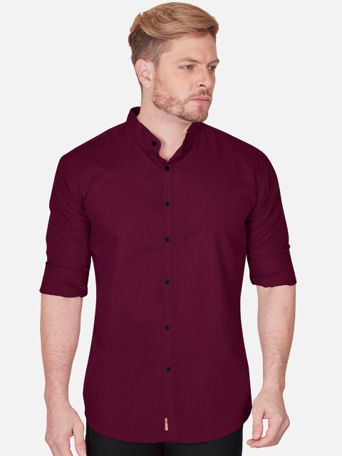 

VeBNoR Men Purple Slim Fit Cotton Casual Shirt