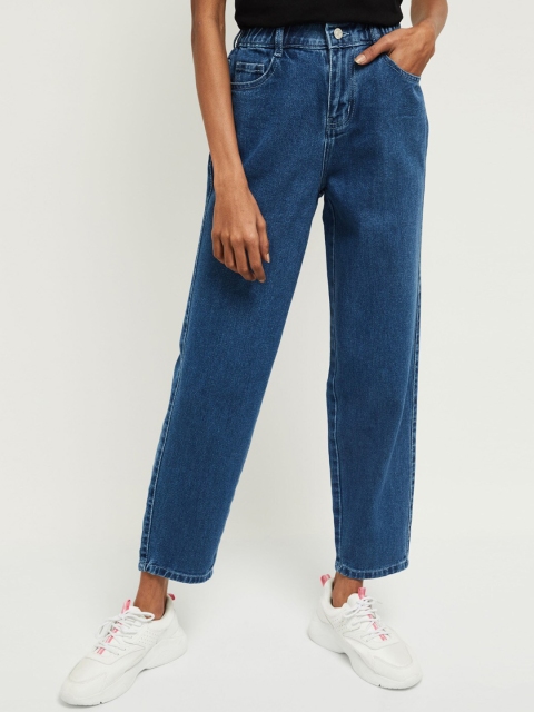 

max Women Blue Clean Look Wide Leg Cropped Jeans