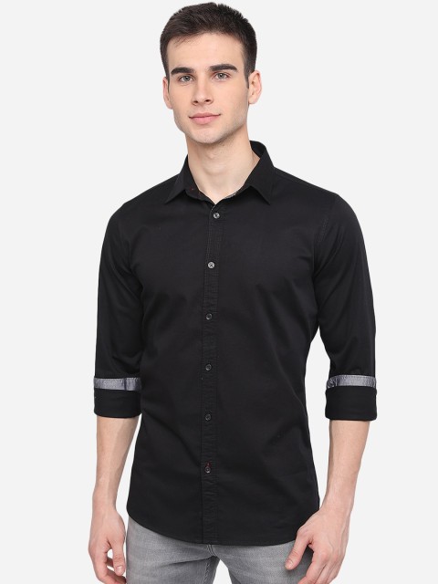 

JADE BLUE Men Black Slim Fit Solid Casual Shirt