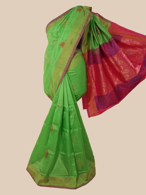 

Pothys Green Checked Pure Silk Saree