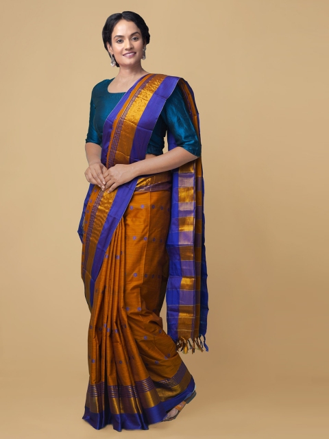 

Unnati Silks Mustard Woven Design Zari Silk Cotton Narayan Peth Sustainable Saree