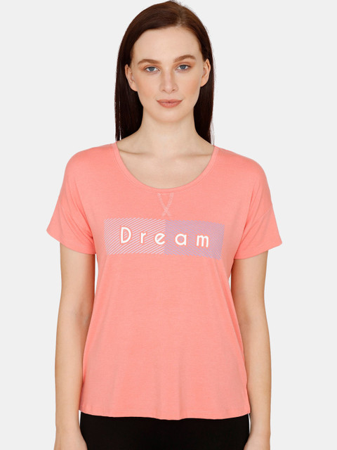 

Zivame Peach & White Regular Top