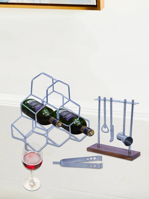 

nestroots Set Of 5 Silver-toned Solid Bar Accessories