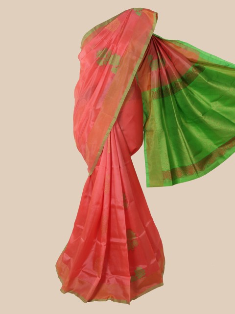 

Pothys Pink Floral Printed Zari Pure Silk Saree