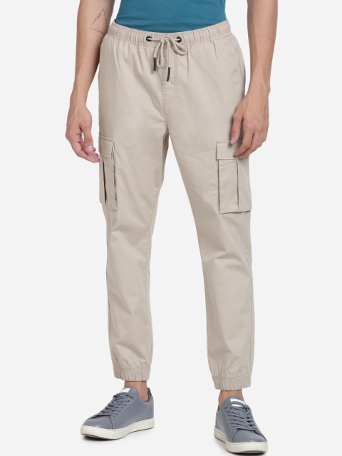 

Breakbounce Men Cream Slim Fit Joggers Trousers