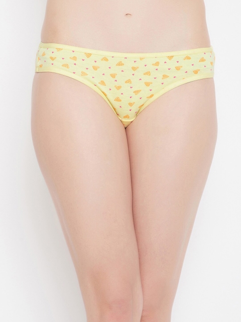 

Clovia Women Yellow & Pink Printed Pure Cotton Bikini Briefs PN2936P02S