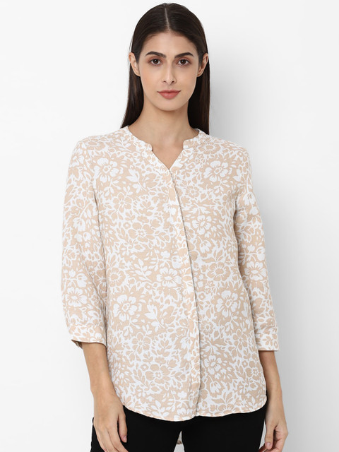 

Allen Solly Woman Women Beige Floral Printed Casual Shirt