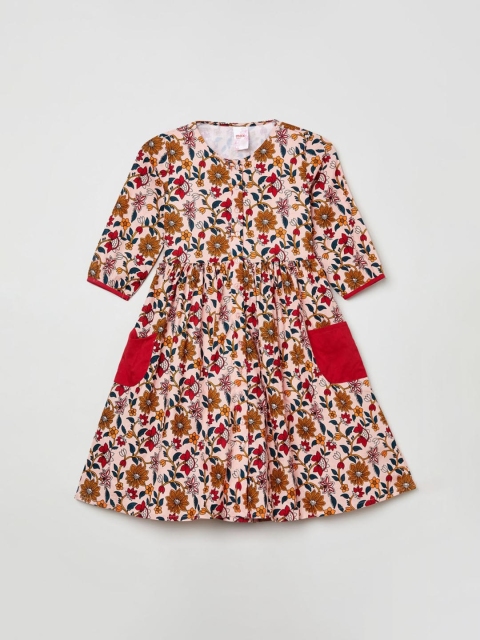 

max Beige & Red Floral Cotton Dress