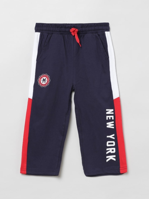 

max Boys Navy Blue Typography Printed Mid-Rise Regular Cotton Shorts