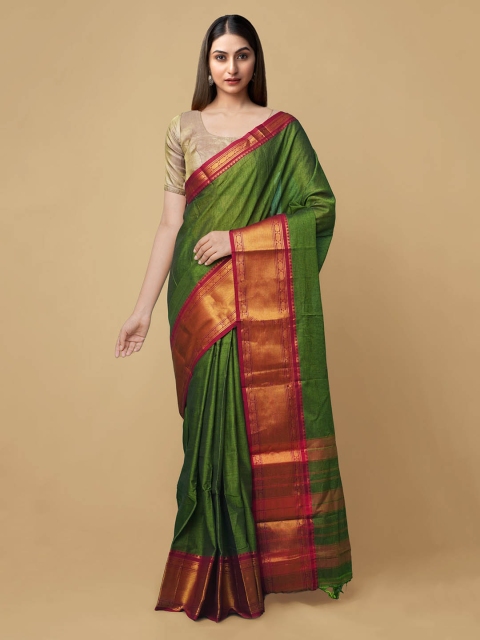 

Unnati Silks Green Zari Pure Cotton Narayan Peth Saree