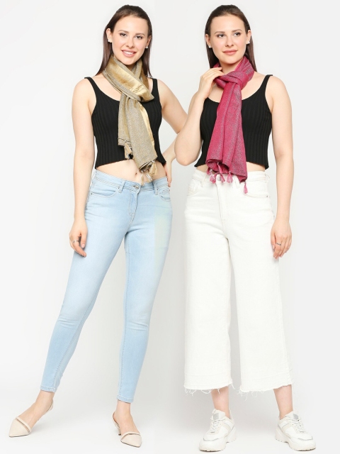 

Get Wrapped Women Pink & Gold-Toned Scarf