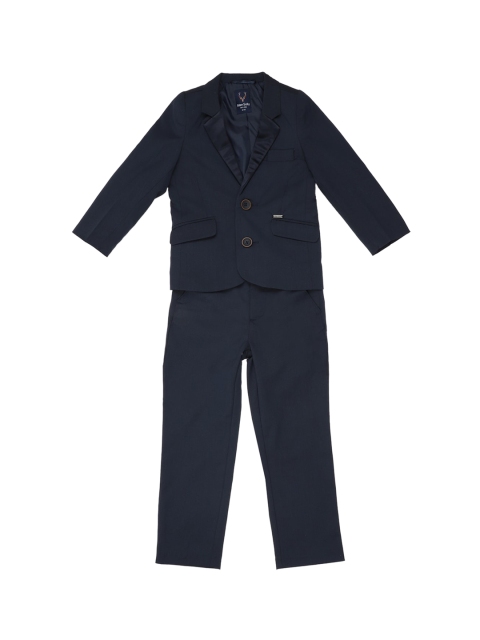 

Allen Solly Junior Boys Navy Blue Solid Single-Breasted Two-Piece Suit