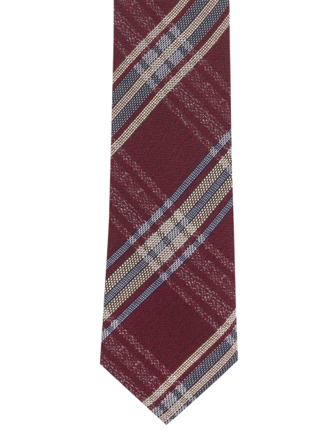 

The Tie Hub Men Maroon & Navy Blue Checked Wool Skinny Jefferson Cashmere Necktie
