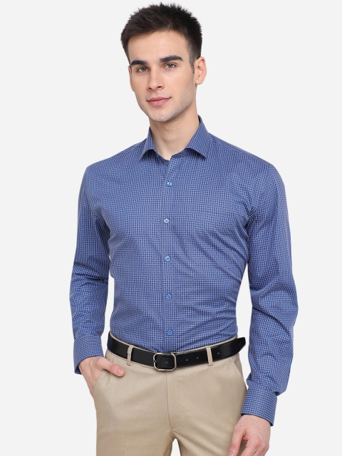 

JADE BLUE Men Blue Checked Cotton Casual Shirt