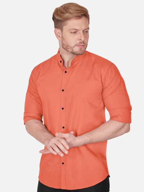 

VeBNoR Men Orange Slim Fit Casual Shirt