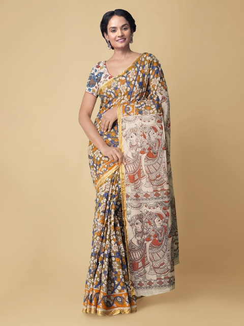 

Unnati Silks Green Kalamkari Pure Cotton Kanjeevaram Saree
