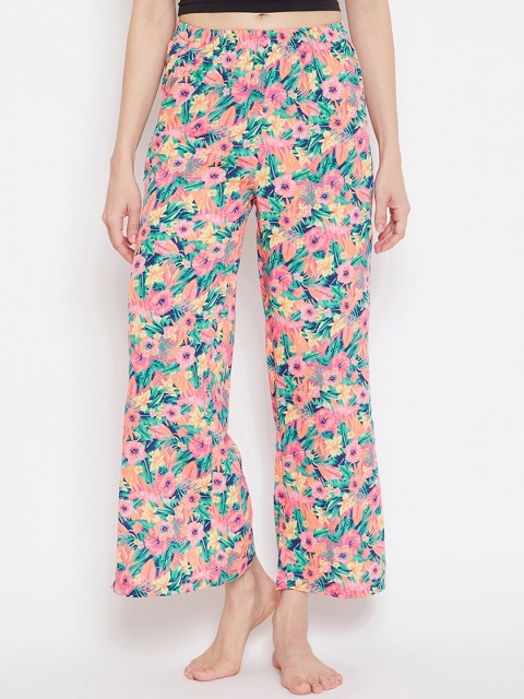 

Clovia Women Pink & Green Printed Lounge Pants