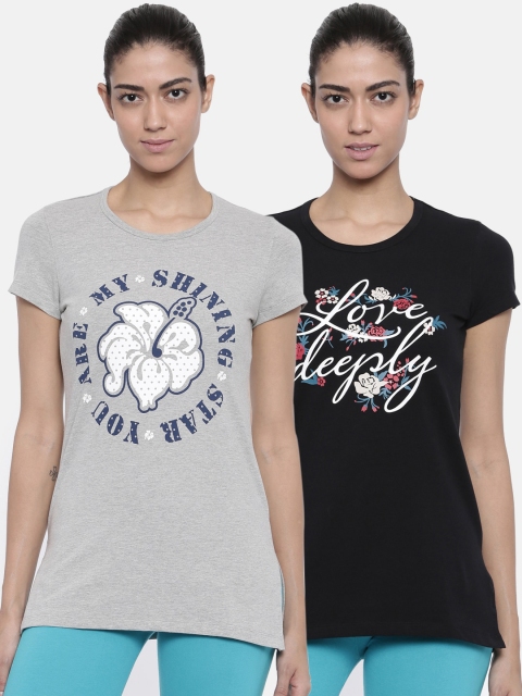 

Bitz Women Pack Of 2 Printed Cotton Lounge T-Shirt, Grey