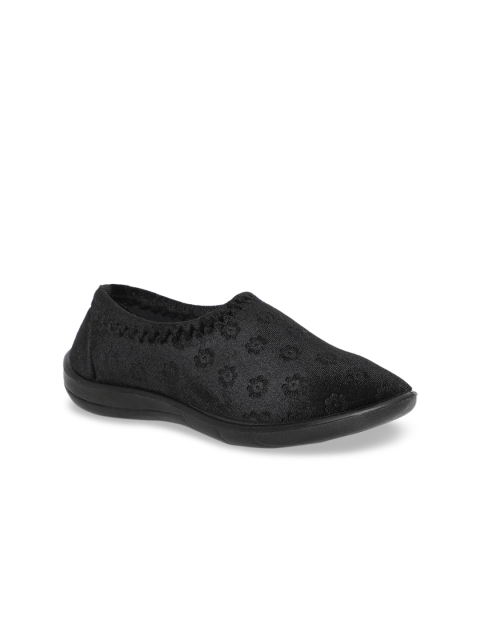 

Khadims Women Black Printed Velvet Slip-On Sneakers