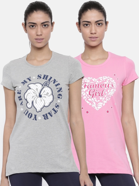 

Bitz Women Pack Of 2 Printed Cotton Lounge T-Shirts, Pink