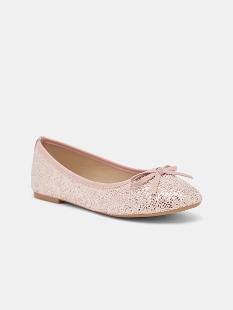 

shoexpress Girls Pink Textured Ballerinas with Bows Flats