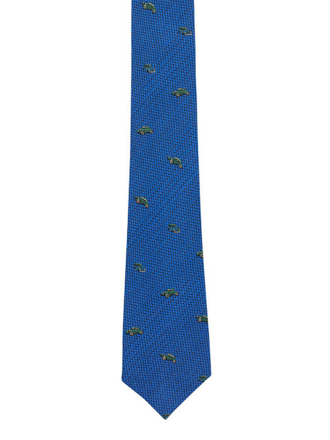 

The Tie Hub Men Blue & Green Woven Design Skinny Tie